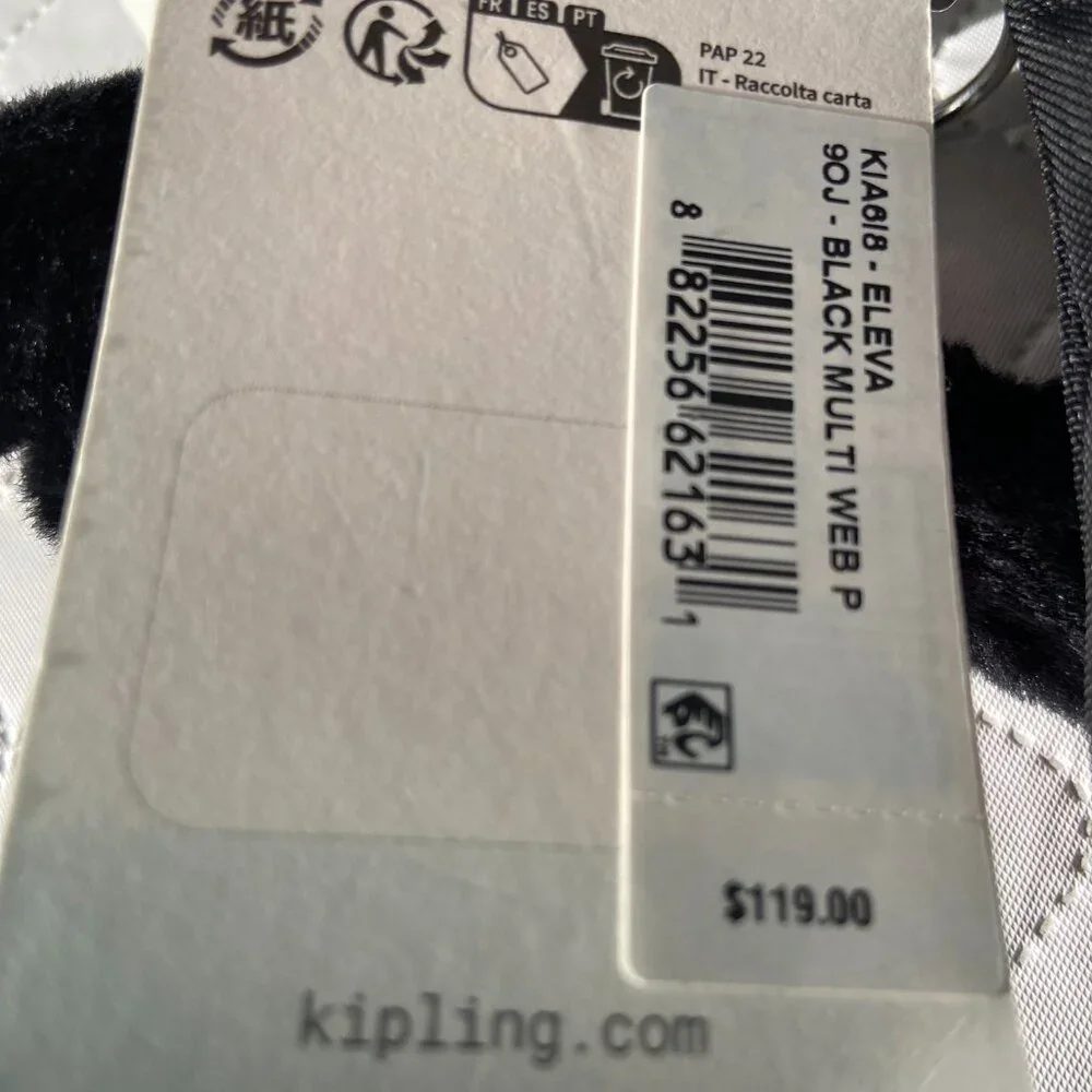 Kipling Eleva Convertible Crossbody Shoulder Bag Tote Black New With Tags (NWT)